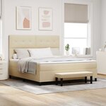 vidaXL Lit à ressorts avec tête de lit Crème 180 x 200 cm tissu