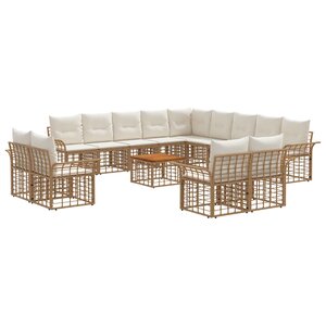 vidaXL Ensemble de canapés d'extérieur 14 Pièces Blanc Naturel et Crème
