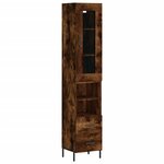 vidaXL Buffet haut Chêne fumé 34 5x34x180 cm Bois d'ingénierie