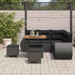 vidaXL Ensemble de canapé de jardin 8 Pièces Noir polyrotin