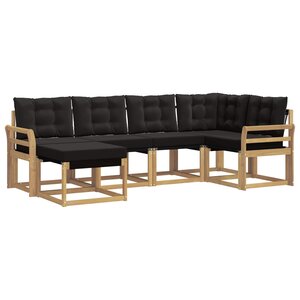vidaXL Ensemble de canapés d'extérieur 6 pc Blanc et noir