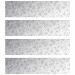 vidaXL Plaques à damier 4 Pièces Argent 100 x 25 cm Aluminium