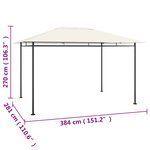 vidaXL Belvédère 384x281x270 cm Crème 180 g/m²