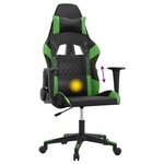 vidaXL Chaise de jeu de massage Noir et vert Similicuir