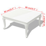 vidaXL Table basse 80x80x42 cm Blanc brillant