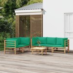 vidaXL Salon de jardin 6 Pièces avec coussins vert bambou