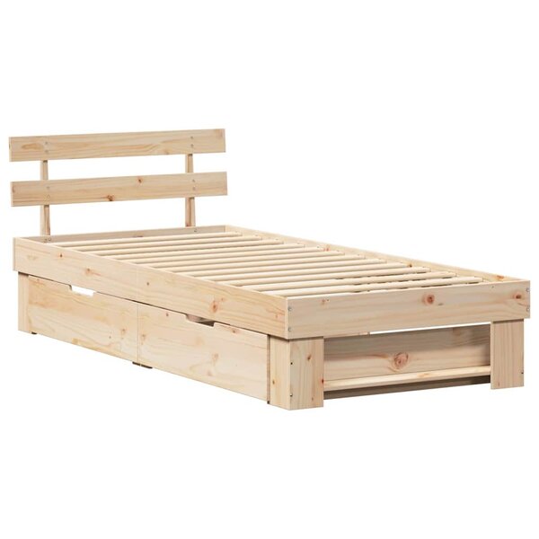 vidaXL Cadre de lit avec tiroir Marron 75 x 190 cm Bois massif en pin