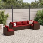 vidaXL Salon de jardin 6 Pièces avec coussins Marron Résine tressée