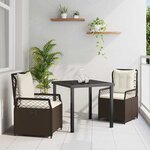 vidaXL Ensemble de salle à manger pour jardin 3 Pièces Marron polyrotin