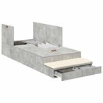 vidaXL Cadre de lit avec rangement Gris béton 90 cm Bois d'ingénierie