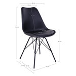 2 chaises de table à manger en cuir noir aux pieds noirs