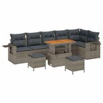 vidaXL Ensemble de canapé de jardin 9 Pièces Gris Poly rotin