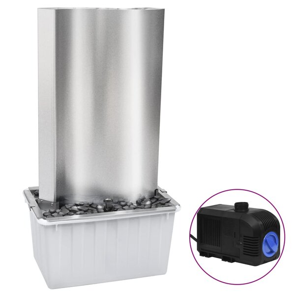 vidaXL Fontaine de jardin Argenté 60 2x37x122 1 cm Acier inoxydable