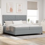 vidaXL Lit ressorts avec matelas et lumière LED  gris clair  200 x 200 cm  tissu