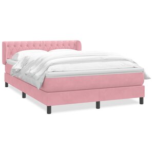 vidaXL Sommier à lattes de lit avec matelas rose 140x210 cm velours