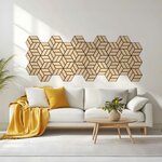 20 Panneaux muraux 30x26 hexagone naturel bois