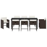 vidaXL Pack de salle à manger de jardin 9 pièces avec coussins - Poly Rattan marron