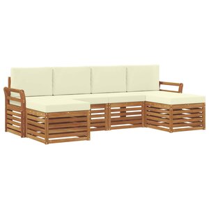 vidaXL Ensemble de canapés d'extérieur 6 pc Naturel et Crème