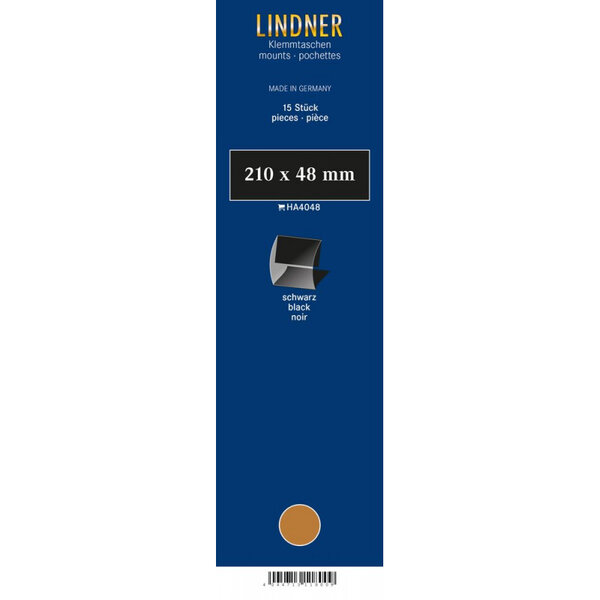 Bandes Klemmfix double soudure 210 x 48 mm pour timbres-poste. Fond - Noir