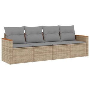 vidaXL Salon de jardin avec coussins 4 Pièces beige résine tressée