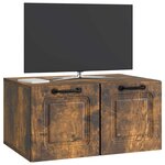 vidaXL Meuble TV mural Chêne fumé 59 5 x 41 x 30 cm Bois d'ingénierie