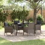 vidaXL Ensemble de salle à manger de jardin 5 pièces avec coussins gris poly rattan
