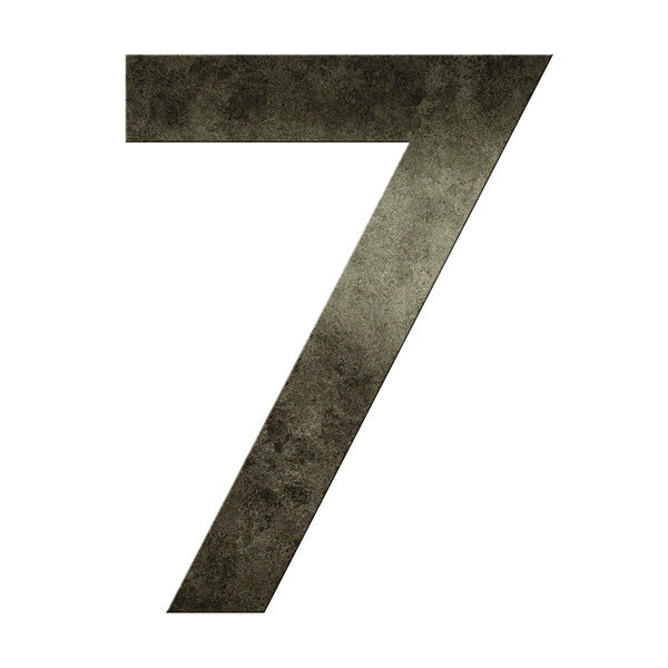 Numéro 7 - Numéro adhésif pour boîte aux lettres - Vinyle épais texturé hauteur 50 mm. Métal Cuivré.
