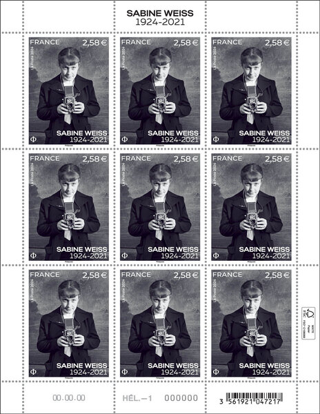 Feuille de 9 timbres - Sabine Weiss (1924-2021)  - Lettre verte