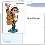 Maxi grande carte géante départ collègue gaston lagaffe franquin avec enveloppe
