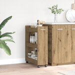 Cabinet roulant vidaXL chêne artisanal 60x22x79 cm en bois d'ingénierie