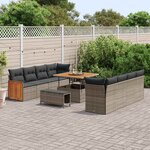 vidaXL Ensemble de canapé de jardin avec coussin 11 Pièces Gris