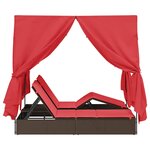 vidaXL Chaiselongue double avec toit et rideaux Réglable Marron