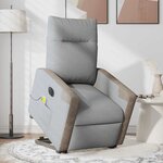 vidaXL Fauteuil inclinable de massage électrique Gris clair Tissu