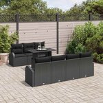 vidaXL Ensemble de canapé de jardin 8 Pièces Noir Poly Rattan