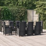 vidaXL Ensemble à manger jardin 9Pièces et coussins noir résine tressée
