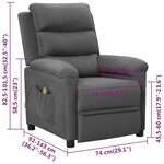 vidaXL Fauteuil de massage Gris clair Tissu
