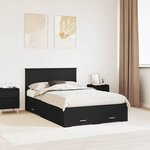 vidaXL Cadre de lit avec tiroir Noir 135 x 190 cm Bois d'ingénierie