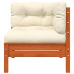 vidaXL Canapé d'angle de jardin coussins 2 Pièces cire marron pin massif