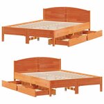 vidaXL Cadre de lit sans matelas cire marron 120x190cm bois pin massif