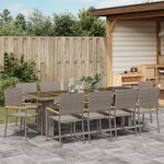vidaXL Ensemble de salle à manger pour jardin 11 Pièces Gris Poly rotin