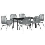 vidaXL Ensemble de Dining de Jardin 7 Pièces avec Coussins Gris en Rotin Poly