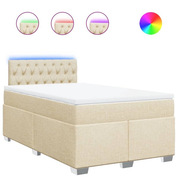 vidaXL Sommier à lattes de lit avec matelas Crème 120x200 cm Tissu