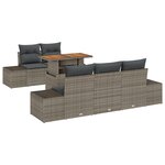 vidaXL Ensemble de 6 canapés de jardin avec coussins gris en rotin synthétique