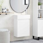 vidaXL Meuble de salle de bain avec robinet Blanc 45 5 x 22 5 x 84 cm