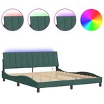 vidaXL Cadre de lit avec lumières LED vert foncé 180x200 cm velours