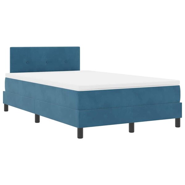 vidaXL Lit à ressort LED avec matelas Bleu 120 x 190 cm Velours