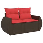 vidaXL Salon de jardin 8 Pièces avec coussins marron résine tressée