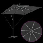 vidaXL Parasol banane à mât déporté Anthracite 249 x 249 x 250 cm