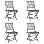 vidaXL Chaises pliables d'extérieur lot de 4 et coussins Bois d'acacia