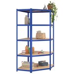 vidaXL Étagères à 5 niveaux 2Pièces Bleu Acier et bois d'ingénierie